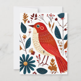 Cartão De Festividades Folk Art Bird