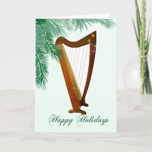Cartão De Festividades Folk Harp Christmas Card
