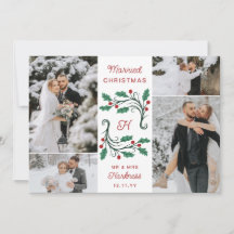 Folk Holly Monogram Married Christmas 4 Photos