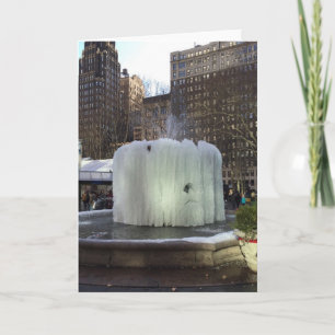 Cartão De Festividades Fonte de gelo congelado Bryant Park Nova Iorque NY