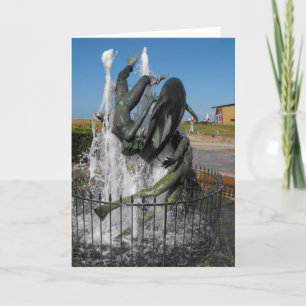 Cartão De Festividades Fonte de natação com golfinhos