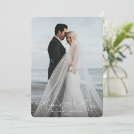 Cartão De Festividades Fonte de Script Elegante Casada + Foto de Feliz