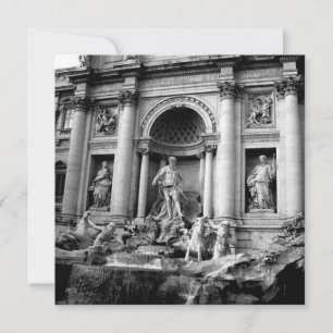 Cartão De Festividades Fonte de Trevi Preto Branco Roma Fotografia de Via