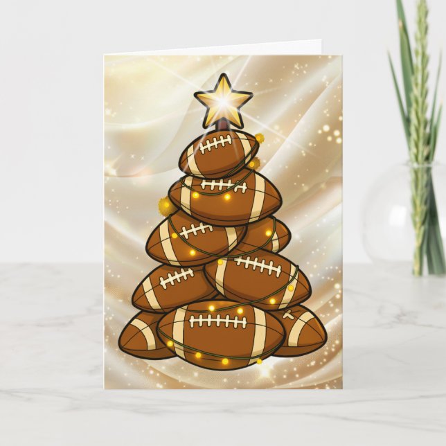 Cartão De Festividades Football Christmas Tree Holiday Card (Frente)
