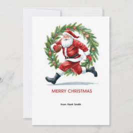 Cartão De Festividades Football Christmas with Santa Claus