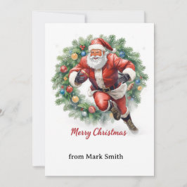 Cartão De Festividades Football Christmas with Santa Claus