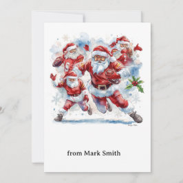 Cartão De Festividades Football Christmas with Santa Claus