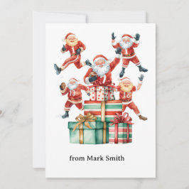 Cartão De Festividades Football Christmas with Santa Claus