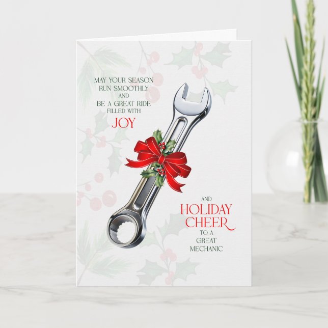 Cartão De Festividades for Auto Mechanic Wrench Themed Business Cheer (Frente)