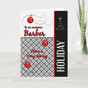 Cartão De Festividades for Barber Masculine Red and Black Holiday