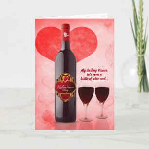 Cartão De Festividades for Fiance on Valentine's Day Wine