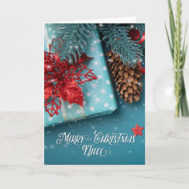 Cartão De Festividades for Niece Merry Christmas Cheer Blue and Red