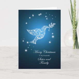 Cartão De Festividades For Sister and family, Dove of peace Christmas