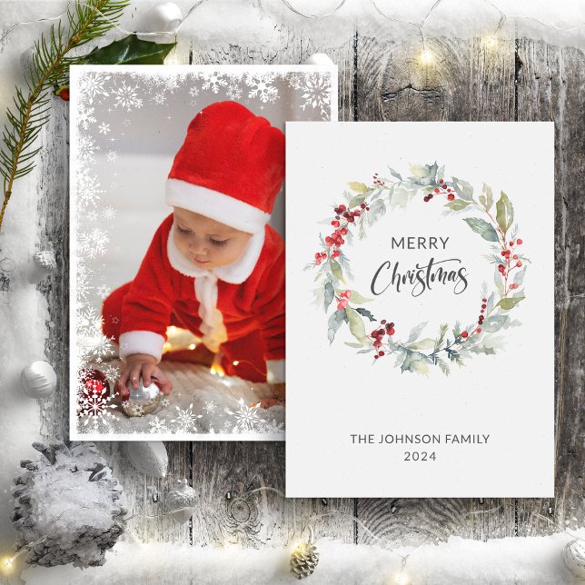 Cartão De Festividades Fora de inverno de Natal de Red Berries (Criador carregado)