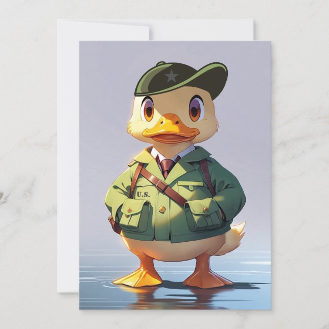 Cartão De Festividades Forças Armadas Militares Abandonam Pato de Cartoon (Frente)