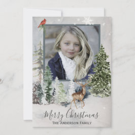 Cartão De Festividades Fores Floresta Simples Foto Feliz Natal