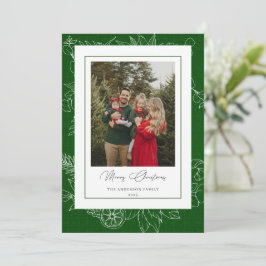 Cartão De Festividades Forest Green Vintage Botanical Christmas Photo