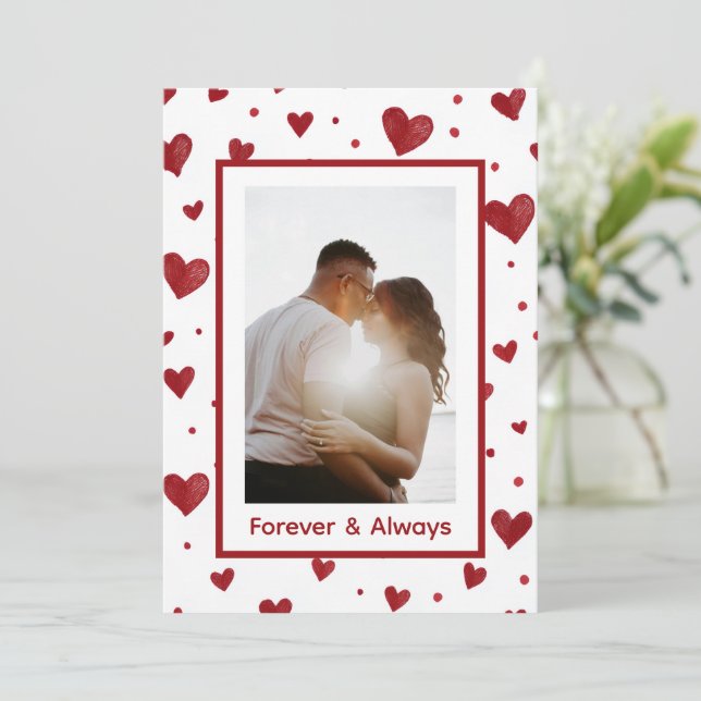 Cartão De Festividades Forever & Always Valentine's Day Custom Card (Em pé/Frente)