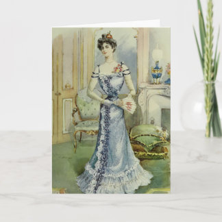 Cartão De Festividades Forma francesa do Senhora-Vintage do Victorian -