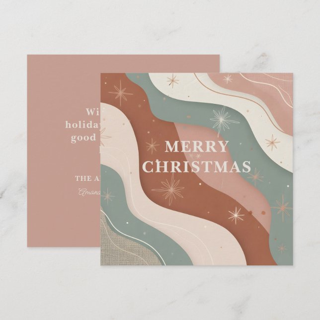 Cartão De Festividades Formas Abstratas de Natal Boho (Frente/Verso)