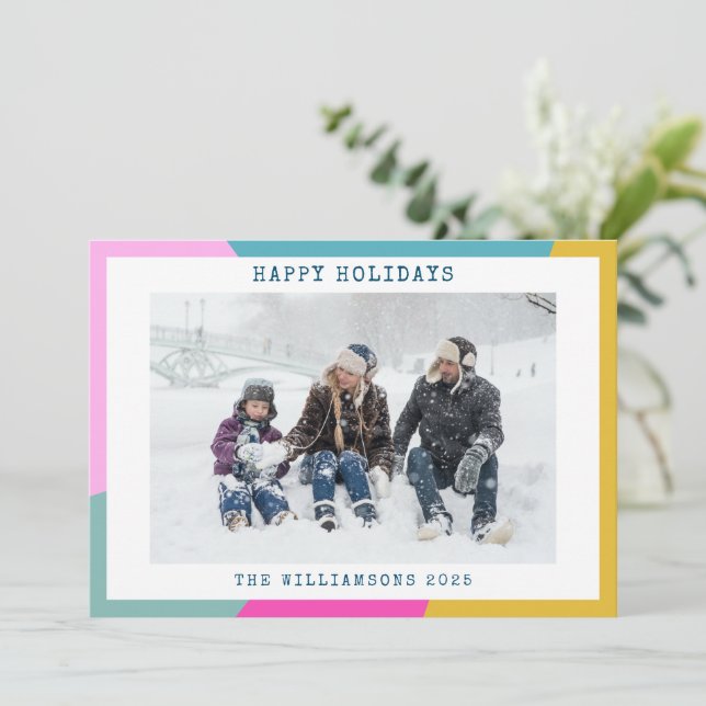 Cartão De Festividades Formas de explosão solar geométrica brilhante Foto (Em pé/Frente)