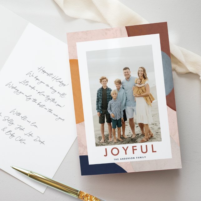 Cartão De Festividades Formas Pintadas em Aquarela Abstrata Foto Boho (Criador carregado)