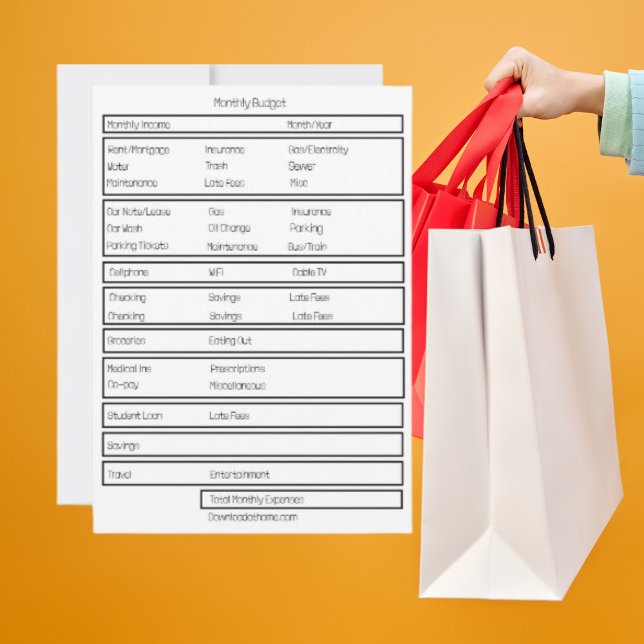 Cartão De Festividades Formulários de Orçamento Mensal. Controlar as suas (Criador carregado)