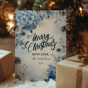 Cartão De Festividades Fosco de Natal Verde Azul