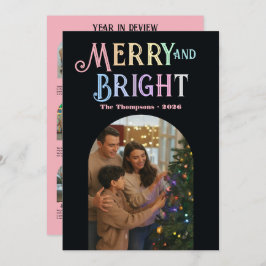Cartão De Festividades Fosco Pastel "Ano em Revisão" Fotos Natal