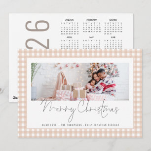 Cartão De Festividades Foto 2026 Gingham Merry Christmas