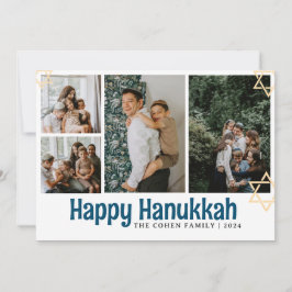 Cartão De Festividades Foto 4 da família Hanukkah feliz com caligrafia az