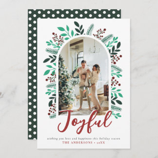 Cartão De Festividades Foto alegre do Arch de Natal Berries Foliage Verde