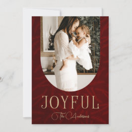 Cartão De Festividades Foto alegre do Arco Botânico Moderno Dourado Verme