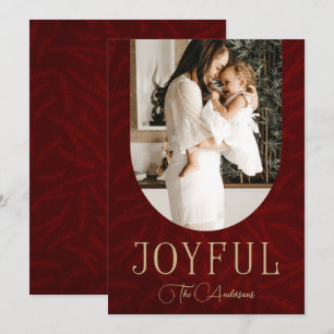 Cartão De Festividades Foto alegre do Arco Botânico Moderno Dourado Verme