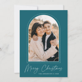 Cartão De Festividades Foto Arco Nevado Verde-menta Feliz Natal