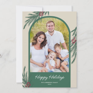 Cartão De Festividades Foto Arqueada Natal Verde Feliz Natal