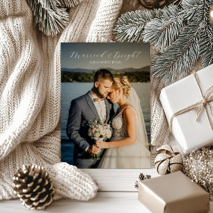 Cartão De Festividades Foto Atemporal Elegante Natal Recém-Casados