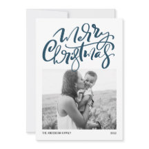 Foto Azul de Caligrafia Moderna Feliz Natal