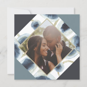 Cartão De Festividades Foto Azul Moderno Personalizada de Natal