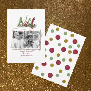 Cartão De Festividades Foto B/W da família Noel