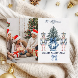 Cartão De Festividades Foto: Blue Chinoiserie Nutcracker Natal