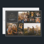 Cartão De Festividades Foto botânica da cor da folhagem de Natal<br><div class="desc">Folhagem de Natal - marca d'água botânica floral escura moody moderna decoração de festas negras</div>