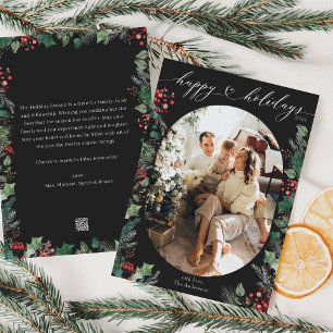 Cartão De Festividades Foto Botânica de Carvão Elegante