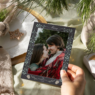 Cartão De Festividades Foto Botânica de Natal das Cinzas Modernas