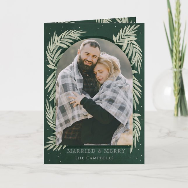 Cartão De Festividades Foto Botânica do Arco de Feliz Silver Verde (Frente)