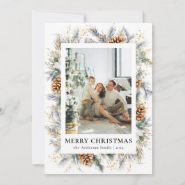 Cartão De Festividades Foto Botânica Elegante Feliz Natal