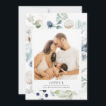 Cartão De Festividades Foto Botânica Joyful Artic Winter<br><div class="desc">Joyful Artic Winter botânico,  cartão de férias multifoto. Cartões,  elegantes quadros de aquarelas de inverno,  algodão,  folhas e palitos com cores pretas coordenadas e texto. Foto do solteiro na frente e duas fotos na parte traseira.</div>