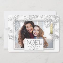 Cartão De Festividades Foto Botânica Noel Pines Silver