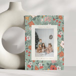 Cartão De Festividades Foto Botânica Personalizada em Chic Verde Sage<br><div class="desc">Cartão de Feriado Vertical Personalizado de Foto Botânico Verde Sage</div>