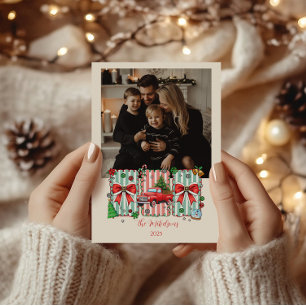 Cartão De Festividades Foto Caminhão Vermelho Natal Vintage